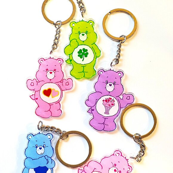 Care Bears Keychain, Choose Character, Cute Cartoon Retro Acrylic Charm Gift - Picture 2 of 8
